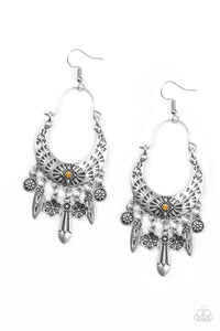 Paparazzi Nature Escape - Orange Rhinestones - Silver Charms - Earrings - $5 Jewelry With Ashley Swint