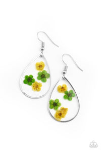 PRE-ORDER - Paparazzi Perennial Prairie - Yellow - Flowers Encased in Glass - Earrings - $5 Jewelry with Ashley Swint