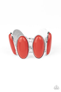 Paparazzi Power Pop - Red - Silver Frames - Adjustable Bracelet - $5 Jewelry with Ashley Swint