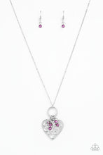 Load image into Gallery viewer, Paparazzi Romeo Romance - Purple Pearls - Silver Heart Charm - Necklace &amp; Earrings - $5 Jewelry with Ashley Swint