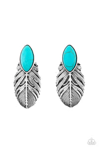 Paparazzi Rural Roadrunner - Blue Turquoise Stone - Post Earrings - $5 Jewelry with Ashley Swint