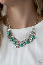 Load image into Gallery viewer, Paparazzi Seaside Sophistication - Green Pearly Beads - Thick Silver Chain Necklace and matching Earrings - $5 Jewelry with Ashley Swint