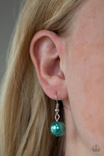 Load image into Gallery viewer, Paparazzi Seaside Sophistication - Green Pearly Beads - Thick Silver Chain Necklace and matching Earrings - $5 Jewelry with Ashley Swint