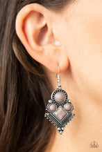 Load image into Gallery viewer, Paparazzi So Sonoran - Silver - Gray Stones - Ornate Silver Earrings - $5 Jewelry with Ashley Swint