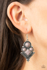 Paparazzi So Sonoran - Silver - Gray Stones - Ornate Silver Earrings - $5 Jewelry with Ashley Swint