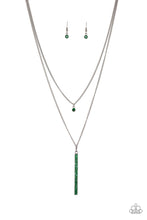 Load image into Gallery viewer, Paparazzi Stratospheric - Green Rhinestones - Gunmetal Chain Necklace and matching Earrings - $5 Jewelry With Ashley Swint