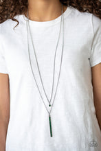 Load image into Gallery viewer, Paparazzi Stratospheric - Green Rhinestones - Gunmetal Chain Necklace and matching Earrings - $5 Jewelry With Ashley Swint