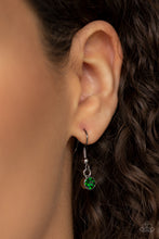 Load image into Gallery viewer, Paparazzi Stratospheric - Green Rhinestones - Gunmetal Chain Necklace and matching Earrings - $5 Jewelry With Ashley Swint