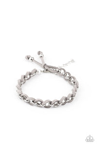 Paparazzi SUEDE Side to Side - Silver - Adjustable Bracelet - $5 Jewelry with Ashley Swint
