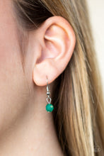 Load image into Gallery viewer, Paparazzi Tassel Takeover - Green - White Rhinestones - Silver Tassel - Necklace &amp; Earrings - $5 Jewelry With Ashley Swint
