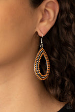 Load image into Gallery viewer, Paparazzi Tear Tracks - Orange Seed Beads - Earrings - $5 Jewelry with Ashley Swint