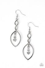 Load image into Gallery viewer, Paparazzi Timeless Twist - White Rhinestones - Ribbon Twists - Silver Earrings - $5 Jewelry With Ashley Swint