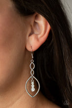 Load image into Gallery viewer, Paparazzi Timeless Twist - White Rhinestones - Ribbon Twists - Silver Earrings - $5 Jewelry With Ashley Swint