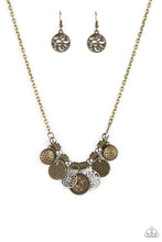Load image into Gallery viewer, PRE-ORDER - Paparazzi To Coin A Phrase - Brass - Necklace &amp; Earrings - $5 Jewelry with Ashley Swint