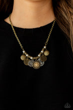 Load image into Gallery viewer, PRE-ORDER - Paparazzi To Coin A Phrase - Brass - Necklace &amp; Earrings - $5 Jewelry with Ashley Swint