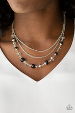 Load image into Gallery viewer, Paparazzi Tour de Demure - Black - Sparkling Crystal Beads - Silver Chains - Necklace &amp; Earrings - $5 Jewelry with Ashley Swint