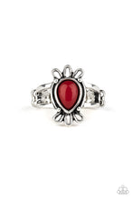 Load image into Gallery viewer, Paparazzi Tranquil Tide - Red - Samba Teardrop - Dainty Silver Ring - $5 Jewelry with Ashley Swint