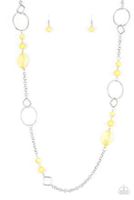 Load image into Gallery viewer, Paparazzi Very Visionary - Yellow Beads - Silver Chain Necklace &amp; Earrings - $5 Jewelry With Ashley Swint