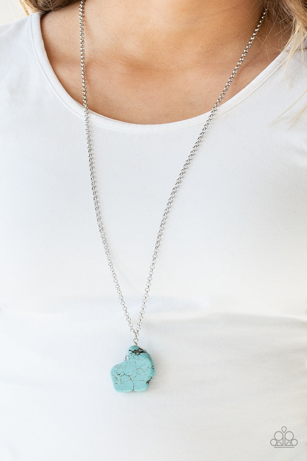 Paparazzi We Will, We Will, Rock You! - Blue - Large Turquoise Stone - Necklace & Earrings - $5 Jewelry with Ashley Swint