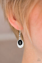 Load image into Gallery viewer, Paparazzi As Humanly POSH-ible - Black Gem - Silver Earrings - $5 Jewelry With Ashley Swint