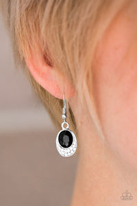 Paparazzi As Humanly POSH-ible - Black Gem - Silver Earrings - $5 Jewelry With Ashley Swint