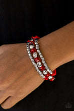 Load image into Gallery viewer, Paparazzi Beaded Bravado - Red Beads - Faceted Silver - Set of 3 Bracelets - $5 Jewelry With Ashley Swint