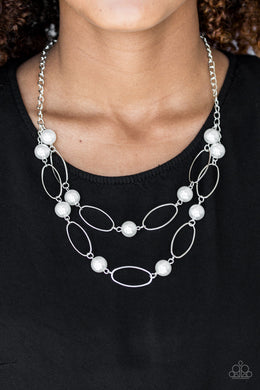 Paparazzi Best Of Both POSH-ible Worlds - White - Pearls - Silver Necklace & Earrings - $5 Jewelry With Ashley Swint