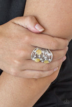 Load image into Gallery viewer, Paparazzi Clear The SWAY! - Yellow Moonstone - White Rhinestones - Silver Ring - $5 Jewelry With Ashley Swint