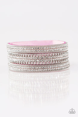 Paparazzi Dangerously Drama Queen - Purple  Suede Band - White Rhinestones - Silver Chains - Wrap / Snap Bracelet - $5 Jewelry With Ashley Swint