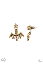 Load image into Gallery viewer, Paparazzi Diva Dynamite - Brass - Topaz Rhinestones - Double Sided Jacket Earrings - $5 Jewelry With Ashley Swint