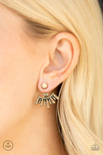 Load image into Gallery viewer, Paparazzi Diva Dynamite - Brass - Topaz Rhinestones - Double Sided Jacket Earrings - $5 Jewelry With Ashley Swint