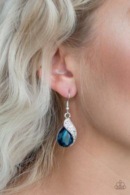 Paparazzi Accessories - Easy Elegance - Blue - Teardrop Gem - White Rhinestone Earrings - $5 Jewelry With Ashley Swint