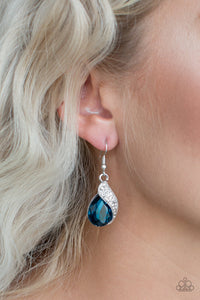 Paparazzi Accessories - Easy Elegance - Blue - Teardrop Gem - White Rhinestone Earrings - $5 Jewelry With Ashley Swint