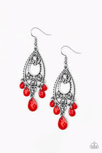 Load image into Gallery viewer, Paparazzi Fashion Flirt - Red - White Rhinestones - Heart Frames - Silver Earrings - $5 Jewelry With Ashley Swint