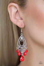 Load image into Gallery viewer, Paparazzi Fashion Flirt - Red - White Rhinestones - Heart Frames - Silver Earrings - $5 Jewelry With Ashley Swint