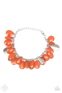 Paparazzi Fiesta Fiesta - Orange - Silver Teardrops - Bracelet - $5 Jewelry With Ashley Swint