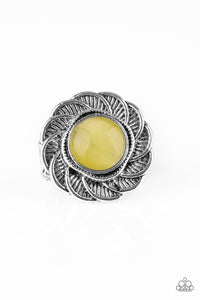 Paparazzi Gardenia Glow - Yellow Moonstone - Silver Ring - $5 Jewelry With Ashley Swint