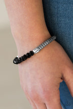 Load image into Gallery viewer, Paparazzi Glamorously Grunge - Black Beads - Silver Mesh Stretchy Bracelet - $5 Jewelry With Ashley Swint