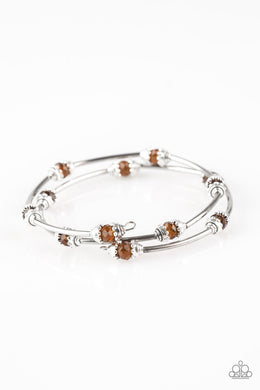 Paparazzi Into Infinity - Brown Beads - Silver Coil Bracelet - $5 Jewelry With Ashley Swint