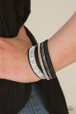 Paparazzi Just In SHOWTIME - Multi - Black Double Wrap Rhinestone Bracelet - $5 Jewelry With Ashley Swint