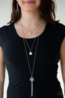 Paparazzi Life Is A Voyage - White Stone - Ornate Silver Necklace and matching Earrings - $5 Jewelry With Ashley Swint