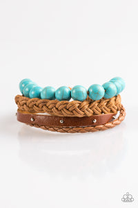 Paparazzi Natural Resource - Blue Turquoise - Leather Bracelet - $5 Jewelry With Ashley Swint