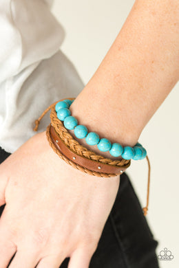 Paparazzi Natural Resource - Blue Turquoise - Leather Bracelet - $5 Jewelry With Ashley Swint