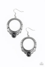 Load image into Gallery viewer, Paparazzi Natural Springs - Black Stone - Silver Hoop Earrings - $5 Jewelry With Ashley Swint