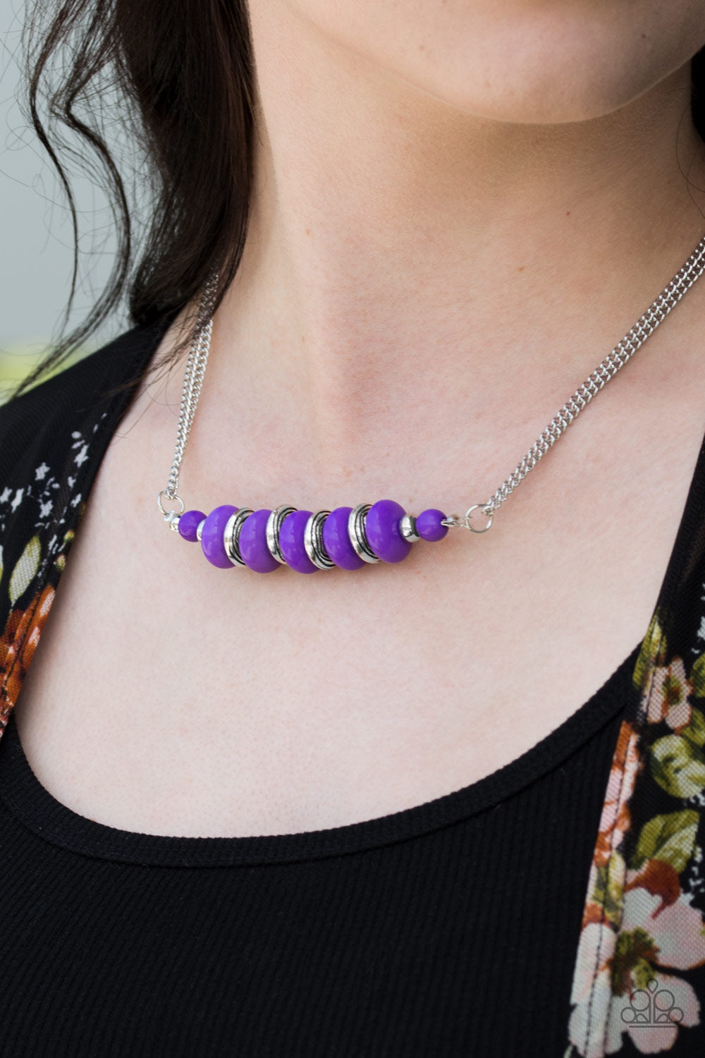 Paparazzi On Mountain Time - Purple - Beading - Double Chain Necklace & Earrings - $5 Jewelry With Ashley Swint