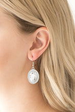 Load image into Gallery viewer, Paparazzi Only FAME In Town - White - Gem &amp; Rhinestones - Earrings - $5 Jewelry with Ashley Swint