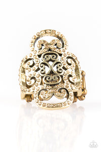 Paparazzi Regal Regalia - Brass - Topaz Rhinestone Ring - $5 Jewelry With Ashley Swint