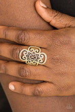 Load image into Gallery viewer, Paparazzi Regal Regalia - Brass - Topaz Rhinestone Ring - $5 Jewelry With Ashley Swint