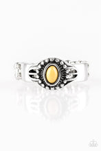 Load image into Gallery viewer, Paparazzi Right On TREK - Yellow Bead - Silver Dainty Band Ring - $5 Jewelry With Ashley Swint