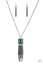 Load image into Gallery viewer, Paparazzi Shimmer Sensei - Green Gem - Gunmetal Chain - Necklace &amp; Earrings - $5 Jewelry With Ashley Swint